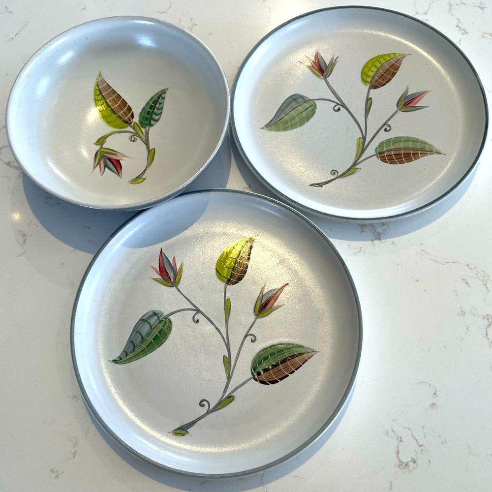 Vtg Denby Spring Bread and Butter Plates and Bowl